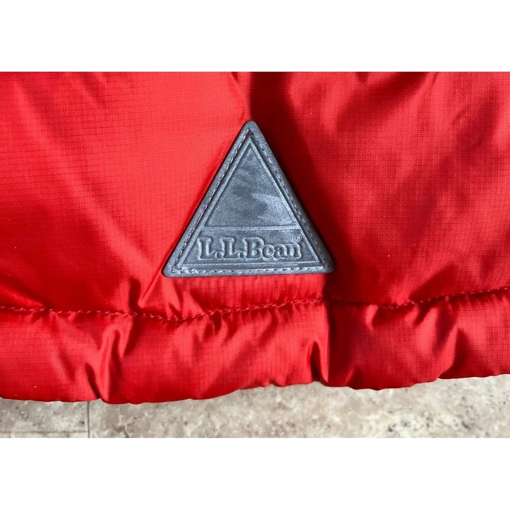 LL Bean Kids Red Puffer Vest Sherpa Lined Quilted Full Zip Size L 14-16